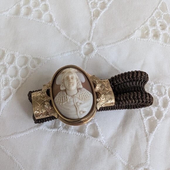 Antique Victorian Hair Bracelet with Cameo - Picture 1 of 5